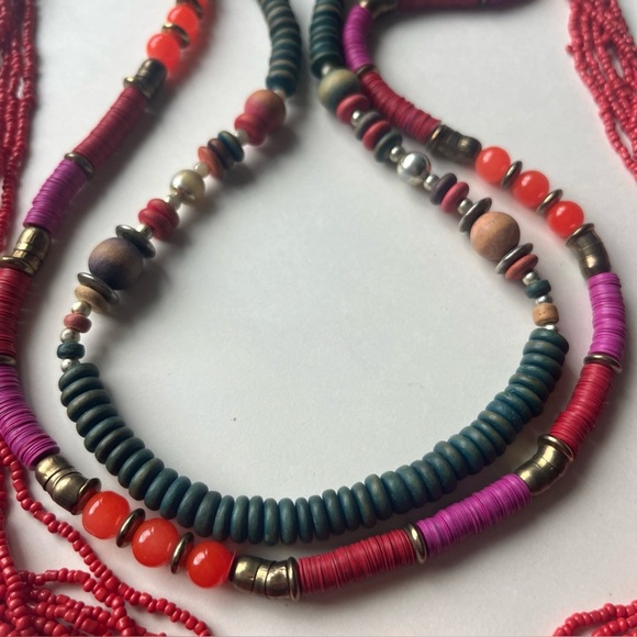 Vintage Multicolor Beaded Necklace Set - Picture 4 of 10